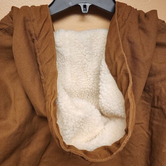 Lee Men's Hooded Zip Up Sherpa Lined Canvas Workwear Bomber Jacket - Picture 5 of 6